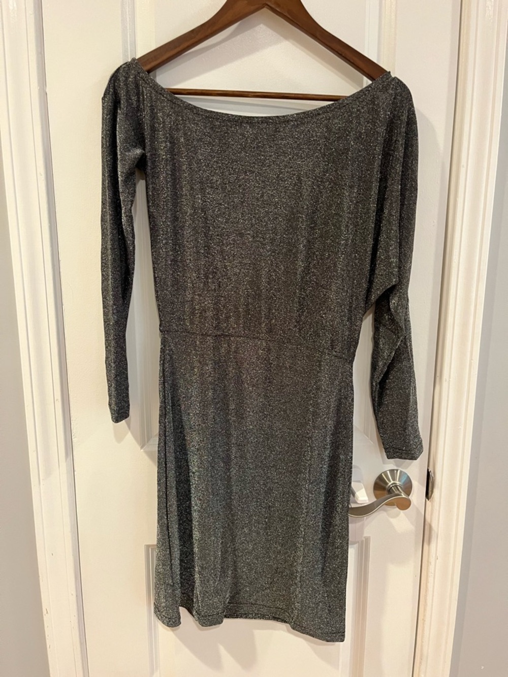 Cupshe Metallic Silver Off-Shoulder Mini Dress
